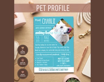 Editable Dog Profile Flyer Template | Adopt Me Dog Resue Ad (Canva, A4)