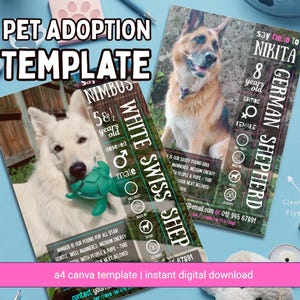 Dog Adoption Flyer Template | Canva Dog Rescue Poster | Printable Pet Profile | Instant Download for Shelters, Rescues & Foster Dogs
