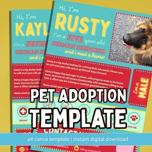 Adopt Me Flyer Canva Template | Rescue & Rehome Dog Poster | DIY Printable Pet Adoption Profile