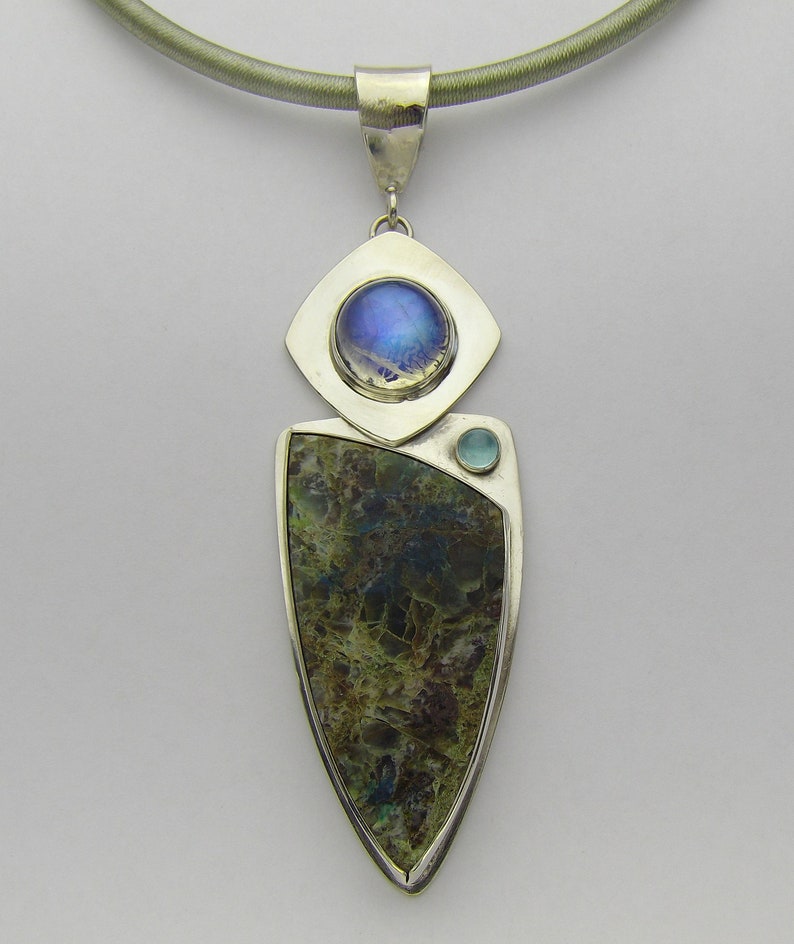 Kaleidoscope Jasper, Rainbow Moonstone & Apatite Pendant Etsy
