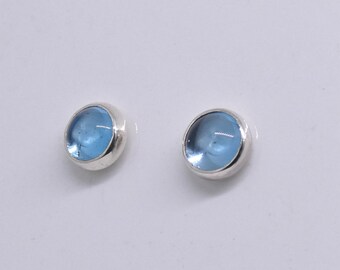 Blue Topaz 5 mm cabochon stud earrings