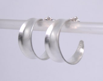 Forged Silver Hoop earrings with posts