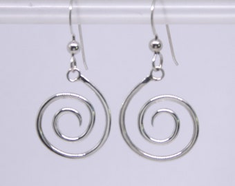 Silver Spirals on fishhook ear wire