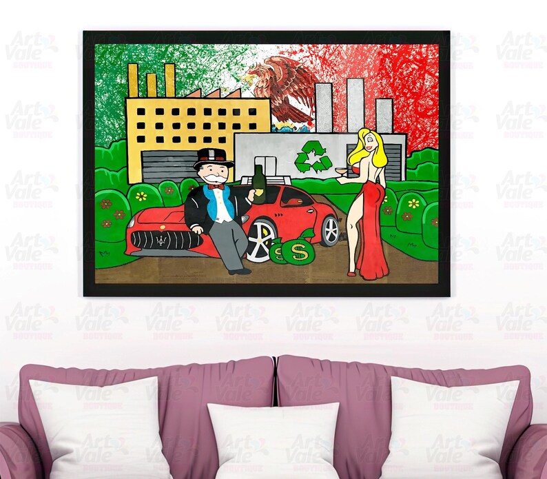 Alec Monopoly Recycling Money Canvas Wrap Floating Framed Canvas UV