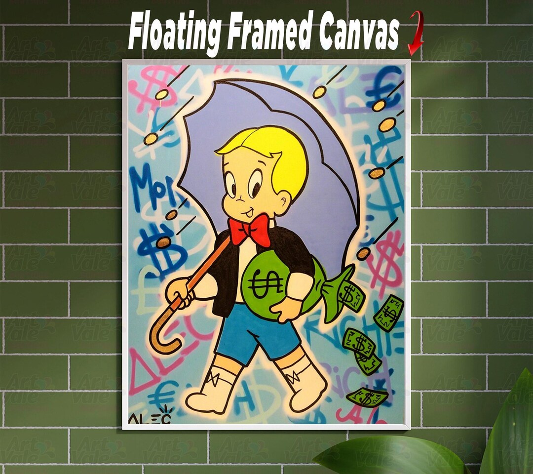Alec Monopoly Money Rain Canvas Wrap Floating Framed Canvas UV Printed ...