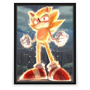 Pôster do Super Sonic, impressão de jogo, arte, arte de parede, impressão de alta qualidade