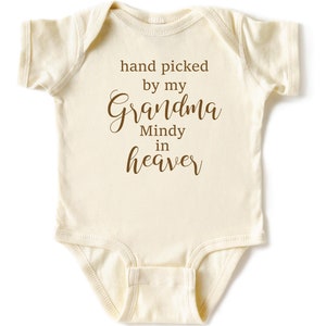 Hand Picked By My Grandma In Heaven Onesie®, Custom Gift For Newborns, Cute Pregnancy Announcement Onesie®, Personalized Baby Bodysuit