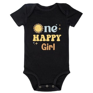 One Happy Girl Boy 1st Birthday Onesie: Handmade Cotton First Birthday Gift