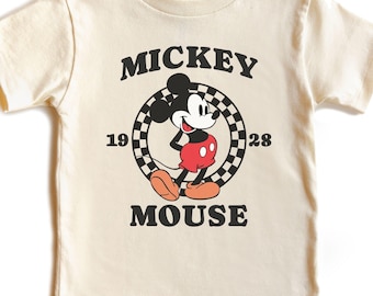 Vintage Disney Mickey Mouse Shirt, Checkered Disney Mickey Kids Gift, Retro Mickey Mouse Toddler Tee, Classic Mickey Mouse 1928 Bodysuit
