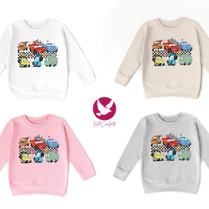 Checkered Disney Cars Toddlers Shirt, Lightning McQueen Gifts For Kids, McQueen and Friends T-Shirt, Tow Mater Tee, Cars Movie Baby Outfit