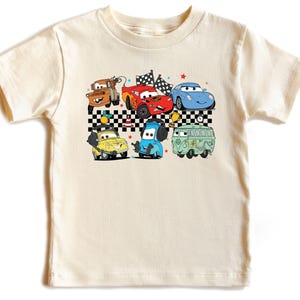 Checkered Disney Cars Toddlers Shirt, Lightning McQueen Gifts For Kids, McQueen and Friends T-Shirt, Tow Mater Tee, Cars Movie Baby Outfit