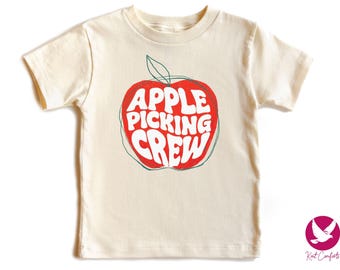 Apple Picking Crew Kids Shirt, Fall Apple Picking Kids Gift, Apple Orchard Toddler Tee, Apple Picking Season Bodysuit, Cute Autumn Shirt