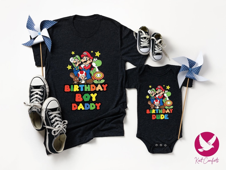 Custom Mario Friends Birthday Boy Shirt, Unique Birthday Gift For Boys, Personalized Mario Birthday Boy Toddler Tee, Super Mario Baby Tee