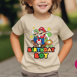 Custom Mario Friends Birthday Boy Shirt, Unique Birthday Gift For Boys, Personalized Mario Birthday Boy Toddler Tee, Super Mario Baby Tee, Personalized Super Mario Sweatshirt, Custom Mario Birthday Toddler T-Shirt, Mario Birthday Party Tee