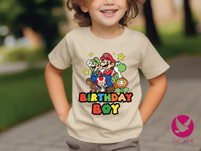 Custom Mario Friends Birthday Boy Shirt, Unique Birthday Gift For Boys, Personalized Mario Birthday Boy Toddler Tee, Super Mario Baby Tee, Personalized Super Mario Sweatshirt, Custom Mario Birthday Toddler T-Shirt, Mario Birthday Party Tee