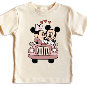 Mickey Minnie Love Car Kids Valentine Shirt, Valentine Gift For Kids, Mickey Mouse Toddlers Valentine&#39;s Day Tee, Disney Valentine Onesie®