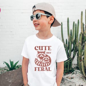 Cute But Feral Raccoon Toddler Shirt, Raccoon Lover Gift, Retro Feral Kid Tshirts, Trendy Raccoon Kids Tee, Cute Raccoon Lover Bodysuits, Boho Natural Kids Toddler Youth Tee, Sarcastic Snark Racoon Shirt, Funny Quote Women's Tee, Christmas Raccoon