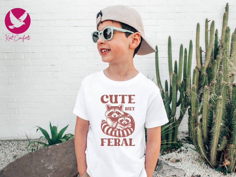 Cute But Feral Raccoon Toddler Shirt, Raccoon Lover Gift, Retro Feral Kid Tshirts, Trendy Raccoon Kids Tee, Cute Raccoon Lover Bodysuits, Boho Natural Kids Toddler Youth Tee, Sarcastic Snark Racoon Shirt, Funny Quote Women's Tee, Christmas Raccoon