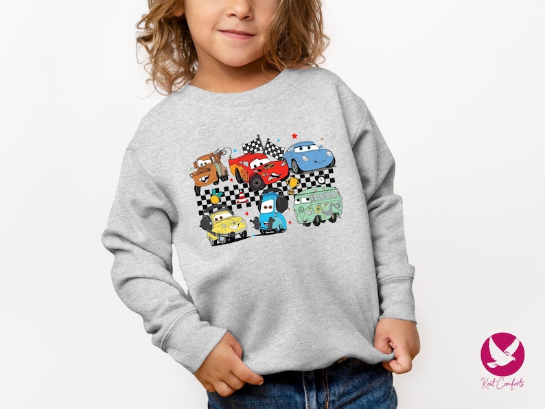 Checkered Disney Cars Toddlers Shirt, Lightning McQueen Gifts For Kids, McQueen and Friends T-Shirt, Tow Mater Tee, Cars Movie Baby Outfit