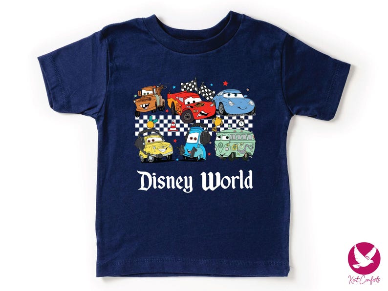 Checkered Disney Cars Toddlers Shirt, Lightning McQueen Gifts For Kids, McQueen and Friends T-Shirt, Tow Mater Tee, Cars Movie Baby Outfit