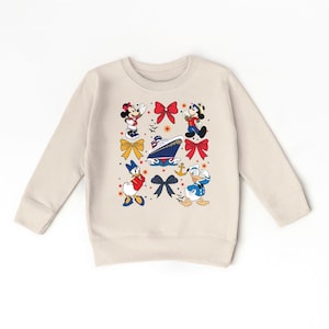 Disney Cruise Coquette Girl Sweatshirt,  Girls Disney Trip Gift, Mickey Friends Cruise Line Toddler Sweatshirt, Disney Family Cruise Sweater