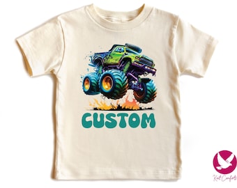 Custom Boys Monster Truck Shirt, Birthday Gift For Boys, Personalized Monster Truck Toddler Tee, Vintage Monster Truck Baby Boy Outfit