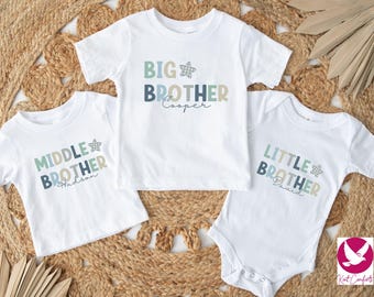 Custom Big Middle Little Brother Shirt Set: Matching Sibling Tees