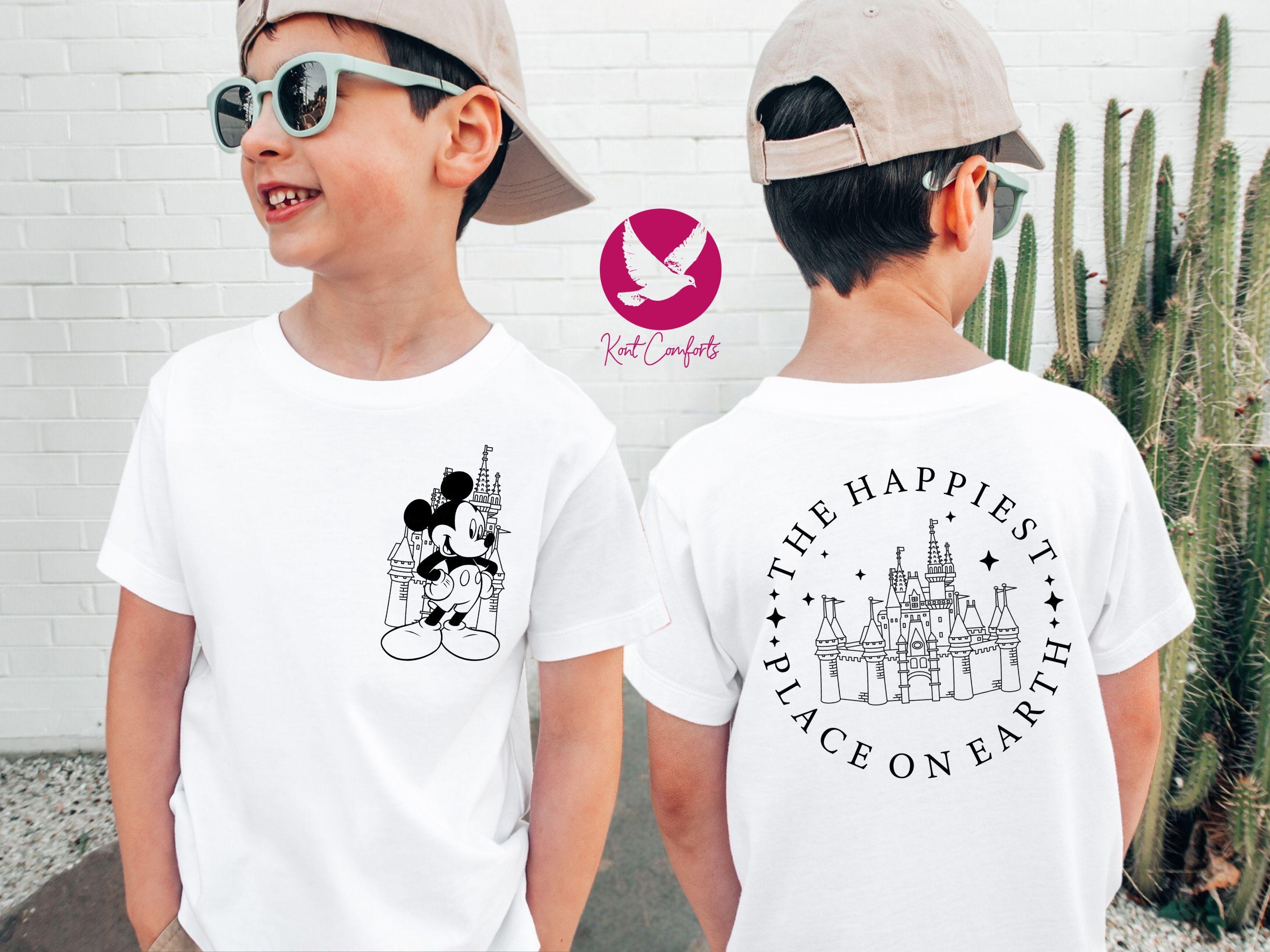 Mickey The Happiest Place On Earth Kids Shirt, Kids Disney Trip Gift, Mickey Magical Castle Toddler Tee, Disney Trip T-Shirt, Mickey Onesie®