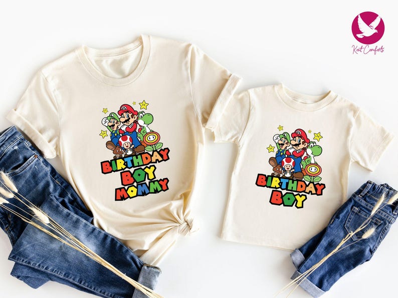 Custom Mario Friends Birthday Boy Shirt, Unique Birthday Gift For Boys, Personalized Mario Birthday Boy Toddler Tee, Super Mario Baby Tee