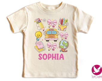 Personalized Back To School Girls Shirt, Girls School Gift, Back to School Girls T-shirt, Preschool Girls Tee, Girly First Day of School Tee