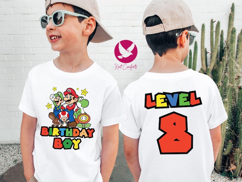 Custom Mario Friends Birthday Boy Shirt, Unique Birthday Gift For Boys, Personalized Mario Birthday Boy Toddler Tee, Super Mario Baby Tee, Personalized Super Mario Sweatshirt, Custom Mario Birthday Toddler T-Shirt, Mario Birthday Party Tee