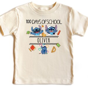 Personalized Stitch 100 Days Of School Shirt, Disney Stitch School Gifts, Checkered Stitch 100 Days Celebration T-Shirt, Custom School Tee