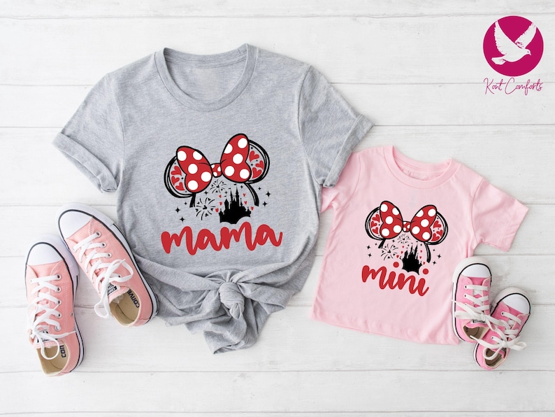 Disney Mama Mini Shirt, Mothers Day Gift, Mommy and Me Outfit, Minnie Mouse Mother Daughter Tee, Girly Disney Trip T-Shirt, Baby Girl Shirt