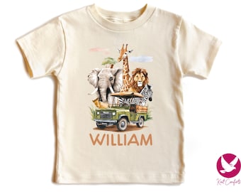 Personalized Safari Animals Kids Shirt: Birthday Gift