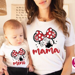 Disney Mama Mini Shirt, Mothers Day Gift, Mommy and Me Outfit, Minnie Mouse Mother Daughter Tee, Girly Disney Trip T-Shirt, Baby Girl Shirt
