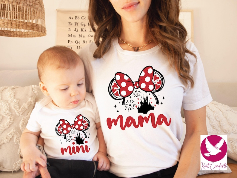 Disney Mama Mini Shirt, Mothers Day Gift, Mommy and Me Outfit, Minnie Mouse Mother Daughter Tee, Girly Disney Trip T-Shirt, Baby Girl Shirt