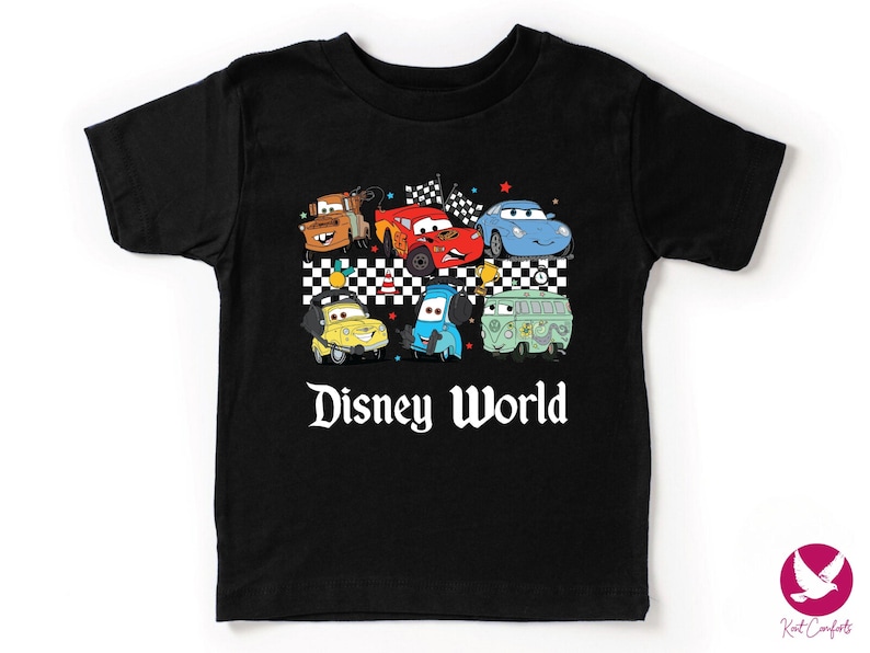 Checkered Disney Cars Toddlers Shirt, Lightning McQueen Gifts For Kids, McQueen and Friends T-Shirt, Tow Mater Tee, Cars Movie Baby Outfit