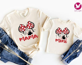 Disney Mama Mini Shirt, Mothers Day Gift, Mommy and Me Outfit, Minnie Mouse Mother Daughter Tee, Girly Disney Trip T-Shirt, Baby Girl Shirt