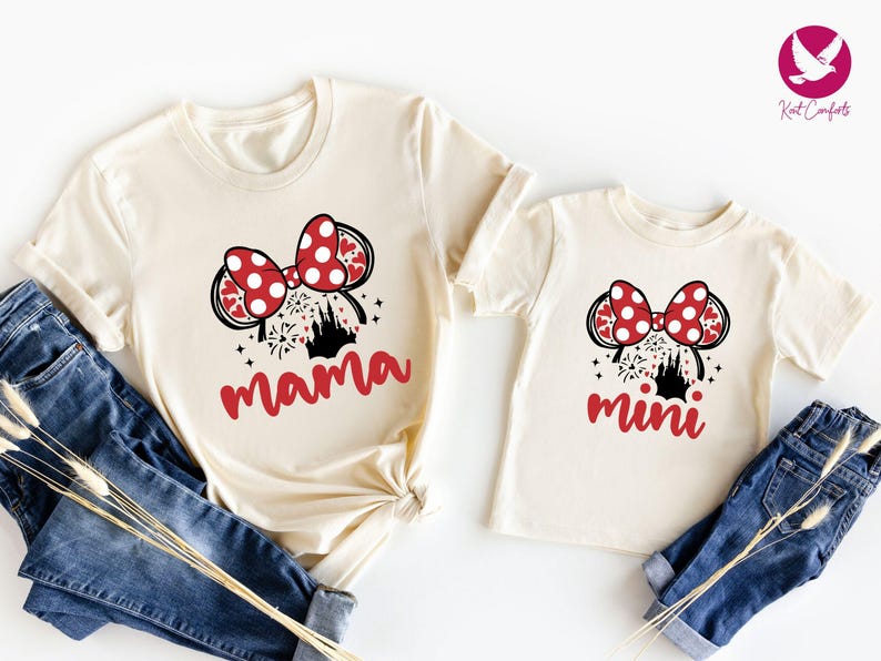 Disney Mama Mini Shirt, Mothers Day Gift, Mommy and Me Outfit, Minnie Mouse Mother Daughter Tee, Girly Disney Trip T-Shirt, Baby Girl Shirt