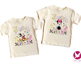 Mickey Friends Easter Vibes Kids Shirt, Kids Easter Gift, Checkered Disney Easter Vibes Toddler T-shirt, Toddlers Easter Sweater, Easter Tee