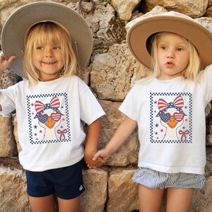 Retro Goose 4th of July Kids Shirt, 4th of July Gift, Checkered Goose 4th of July Toddler Tee, Cute Goose Siblings Matching Shirt, Goose Tee
