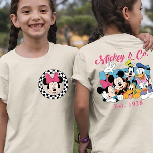 Checkered Mickey and Friends Kids Shirt, Disney Trip Gift, Mickey and Co Est 1928 Toddler T-shirt, Disney Vacation Family Matching Tee