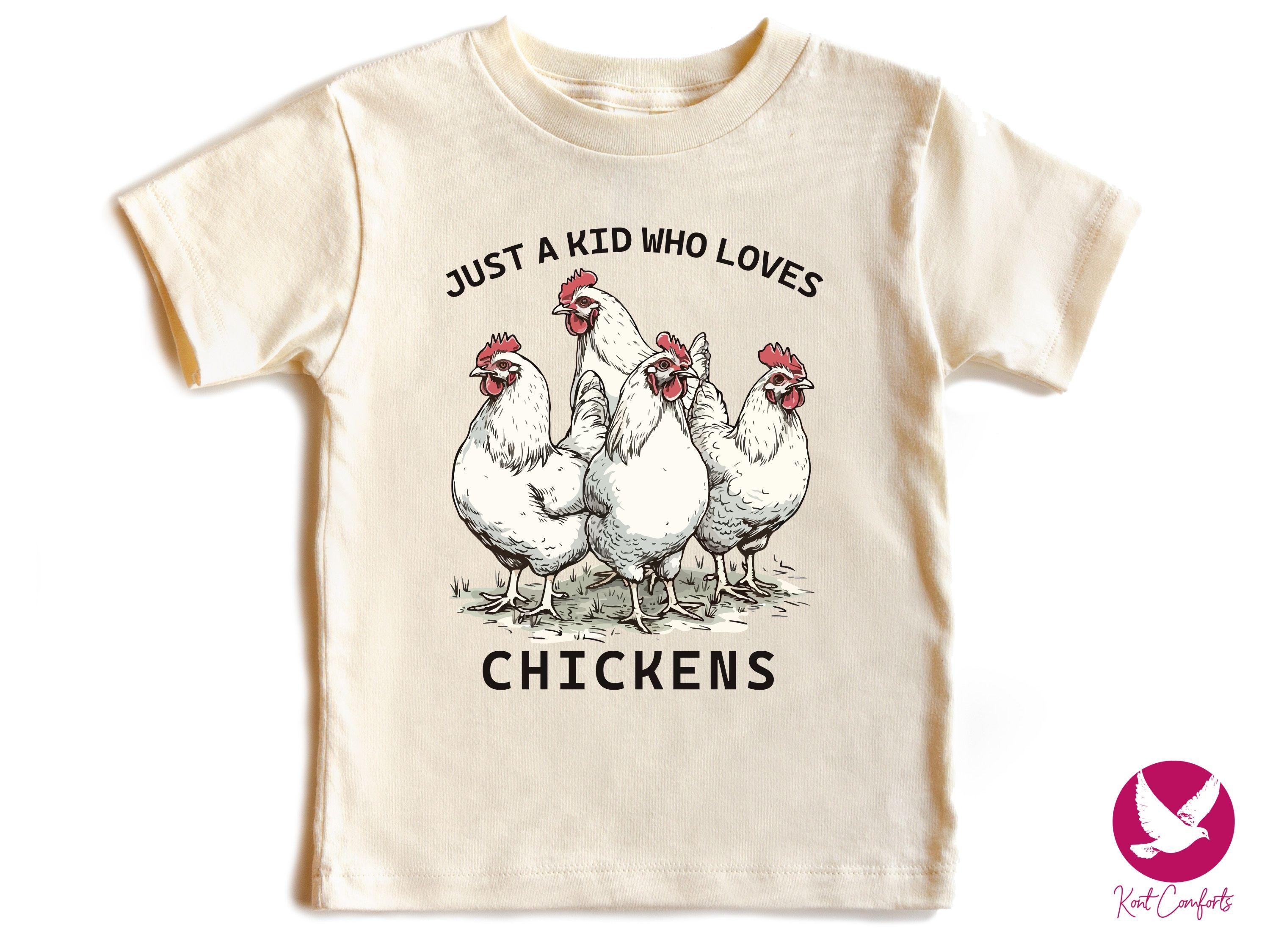 Just A Kid Who Loves Chickens Shirt, Chicken Lover Kids Gift, Farm Animal Toddler Tee, Retro Free Range Kids Shirt, Farm Chickens Bodysuit