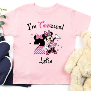 Custom Minnie Mouse 2nd Birthday Shirt, 2nd Birthday Gift For Girls, 2 Year Old Girl Shirt, Disney Birthday Girl T-shirt, Girly Birthday Tee