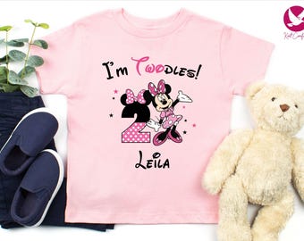 Custom Minnie Mouse 2nd Birthday Shirt, 2nd Birthday Gift For Girls, 2 Year Old Girl Shirt, Disney Birthday Girl T-shirt, Girly Birthday Tee