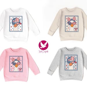 Retro Goose 4th of July Kids Shirt, 4th of July Gift, Checkered Goose 4th of July Toddler Tee, Cute Goose Siblings Matching Shirt, Goose Tee