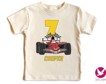 Custom Race Car Kids Birthday Shirt, Birthday Gift For Boys, Personalized Race Car Tshirt, Race Car Birthday Outfit, Boys Birthday Party Tee