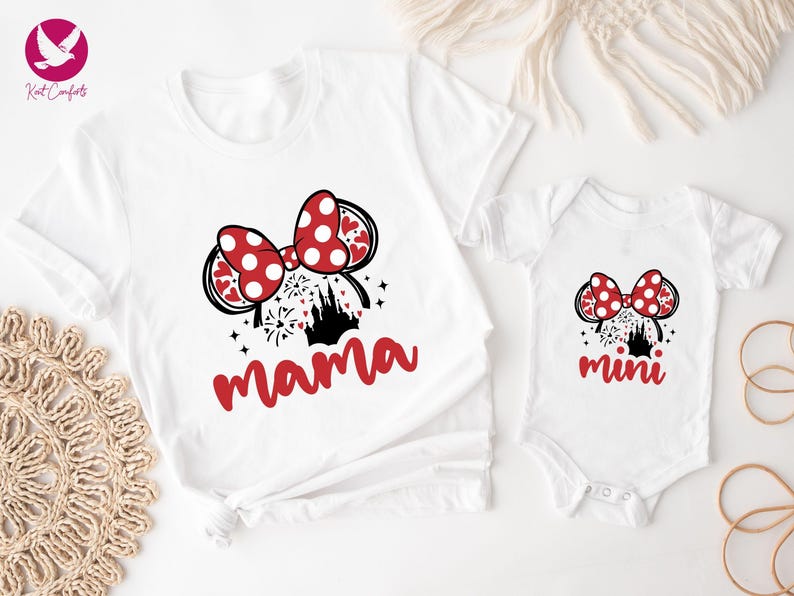 Disney Mama Mini Shirt, Mothers Day Gift, Mommy and Me Outfit, Minnie Mouse Mother Daughter Tee, Girly Disney Trip T-Shirt, Baby Girl Shirt