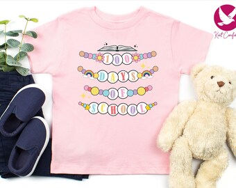 Girls Bracelet 100 Days Of School Shirt, School Celebration Gift For Girls, Beads T-Shirt For Kindergarten, Funny 100th Day Kindergarten Tee