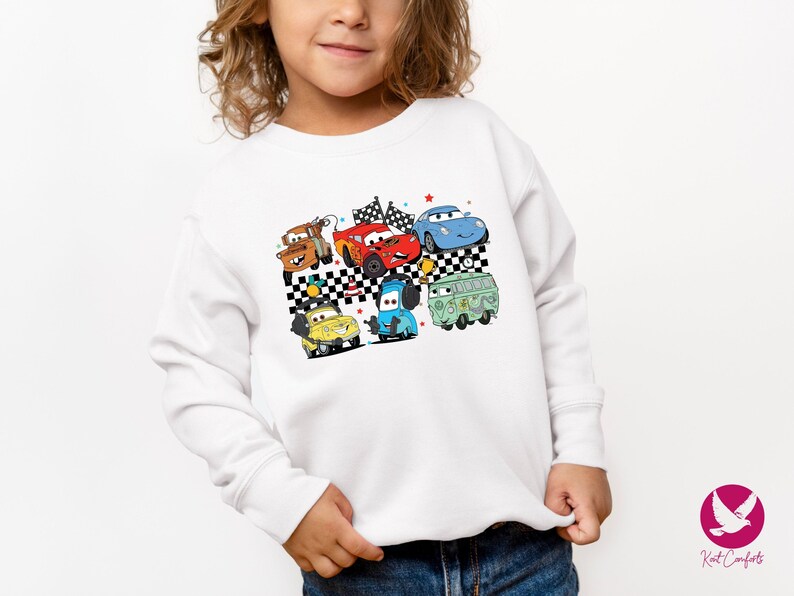 Checkered Disney Cars Toddlers Shirt, Lightning McQueen Gifts For Kids, McQueen and Friends T-Shirt, Tow Mater Tee, Cars Movie Baby Outfit